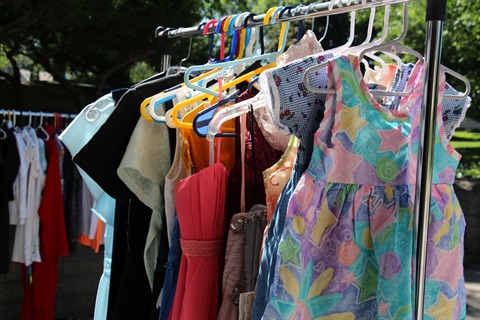 Clothing hanging on a rack