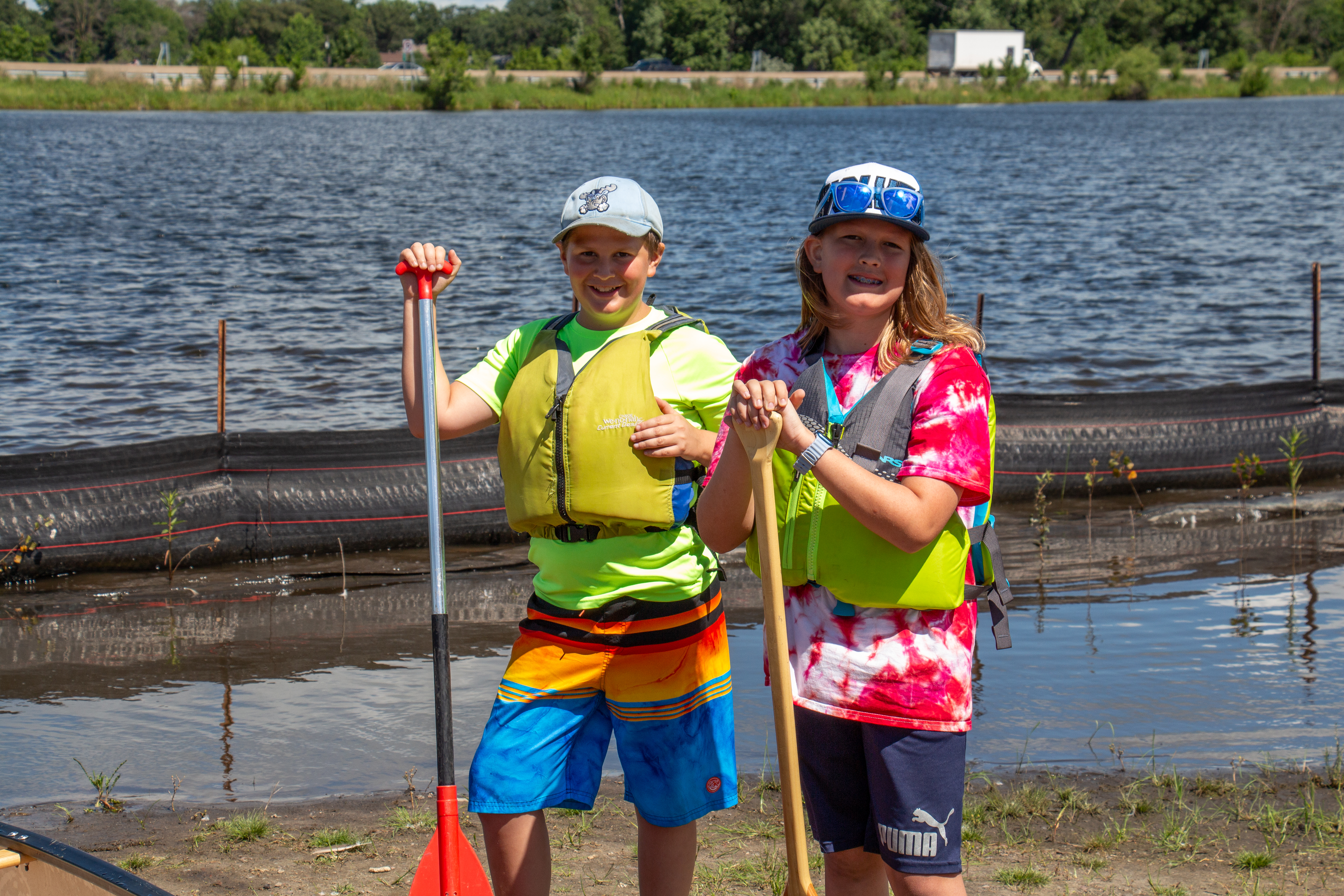 Two campers ready for canoeing