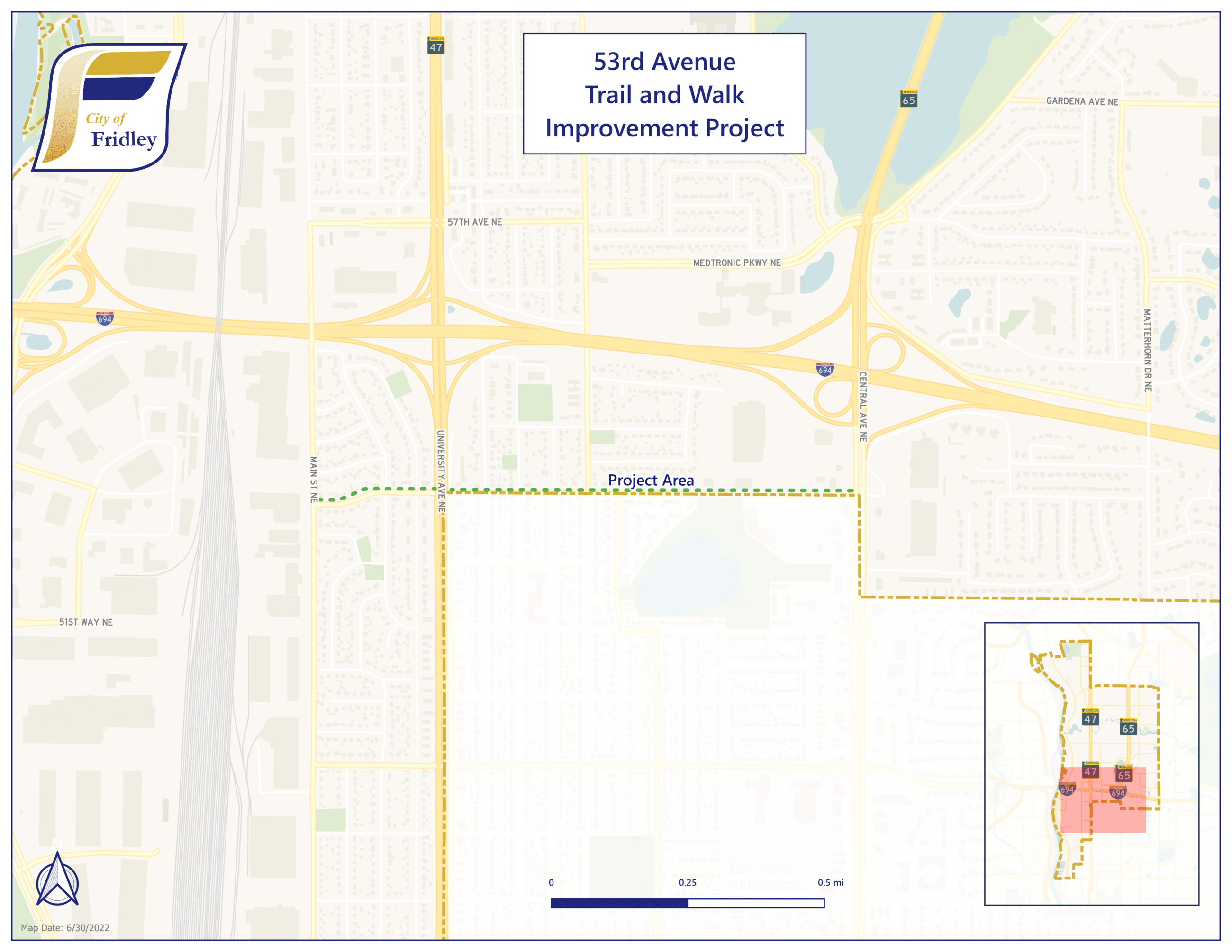  53rd Avenue Trail and Walk Improvements Project Area Map