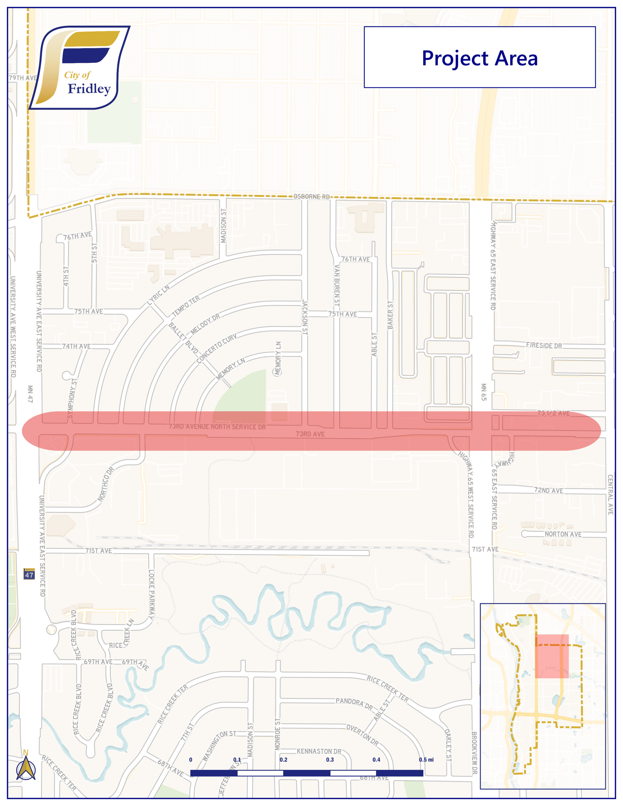  73rd Avenue Corridor Study Project Area Map