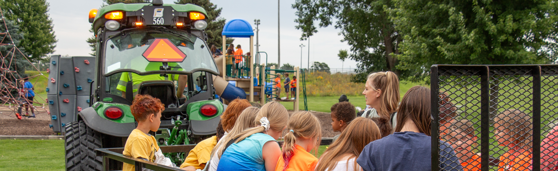 Hayride with adults and children