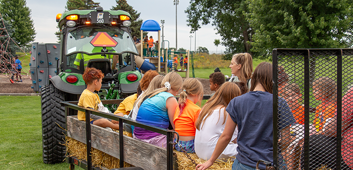 Hayride with adults and children